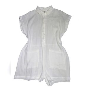 Forever 21 White Button-Up Romper Sz 30"